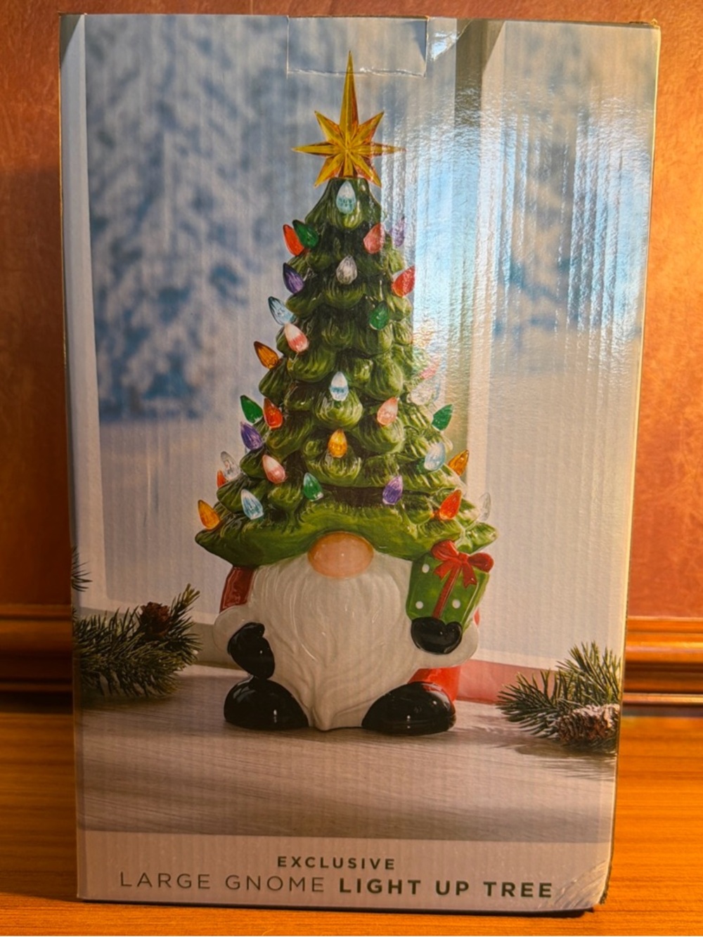 Gnomes Christmas Decorations - 12" Lighted Up Gnomes Ceramic Christmas Tree w...